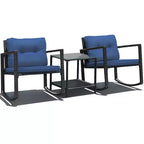 Costway Set Mobili da Giardino 3pz in Rattan, Sedie a Dondolo e Divano con Cuscini