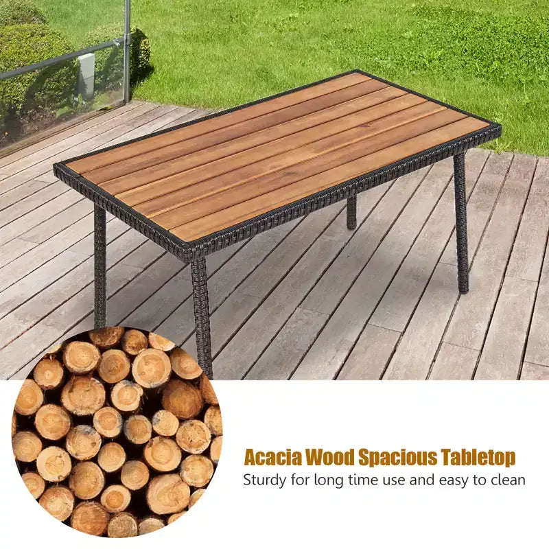 Set mobili da giardino in rattan Costway 4 pezzi, set da conversazione per esterni con tavolino da caffè e cuscini