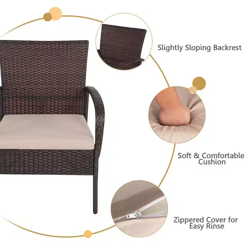 Set mobili da giardino in rattan Costway 4 pezzi, set da conversazione per esterni con tavolino da caffè e cuscini
