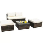 Costway Salon de Jardin 5 Pièces en Résine Tressée avec Canapé sans Accoudoirs Ottoman et Coussins