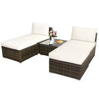 Costway Salon de Jardin 5 Pièces en Résine Tressée avec Canapé sans Accoudoirs Ottoman et Coussins
