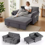 Dyonery 51 Divano Letto 3-in-1, Divanetto Convertibile con Letto Estraibile, Schienale Regolabile, Divano in Lino