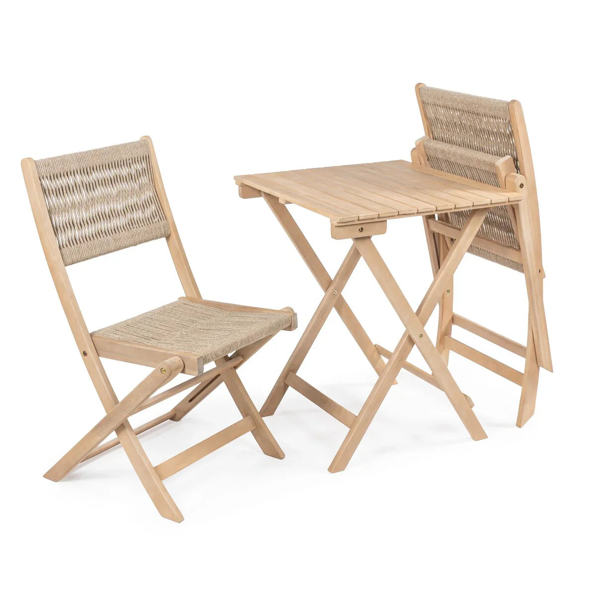 Ensemble bistrot pliant d'extérieur 3 pièces Cadiz Modern Coastal en bois d'acacia, par JONATHAN Y