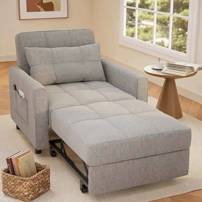 Poltrona Letto Trasformabile 3-in-1, Divano da Salotto Pieghevole Regolabile Imbottito