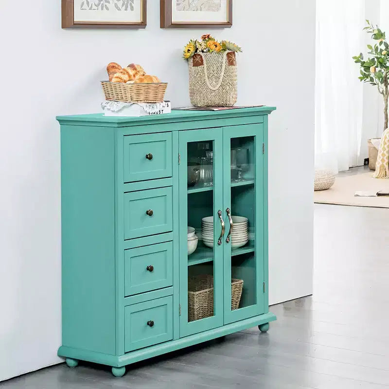 Buffet Costway – Meuble de Rangement de Cuisine avec Tiroirs et Portes Blanc/Bleu/Vert