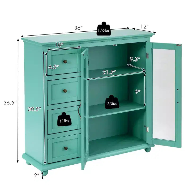 Buffet Costway – Meuble de Rangement de Cuisine avec Tiroirs et Portes Blanc/Bleu/Vert
