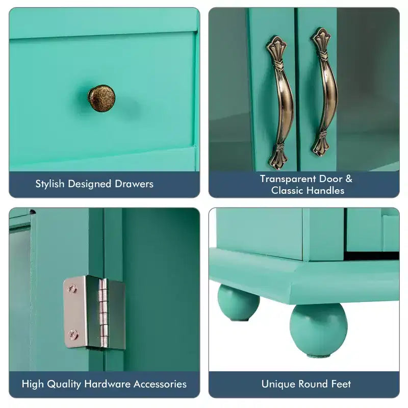 Buffet Costway – Meuble de Rangement de Cuisine avec Tiroirs et Portes Blanc/Bleu/Vert