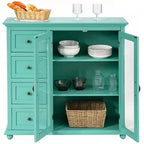 Buffet Costway – Meuble de Rangement de Cuisine avec Tiroirs et Portes Blanc/Bleu/Vert