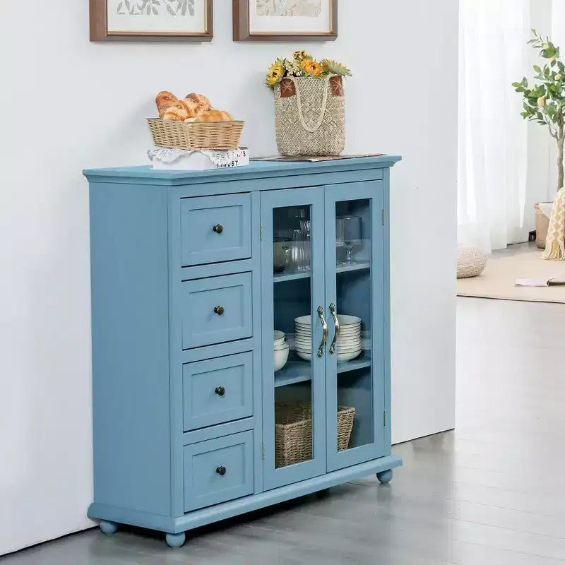 Buffet Costway – Meuble de Rangement de Cuisine avec Tiroirs et Portes Blanc/Bleu/Vert