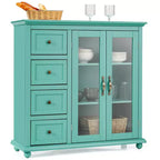 Buffet Costway – Meuble de Rangement de Cuisine avec Tiroirs et Portes Blanc/Bleu/Vert