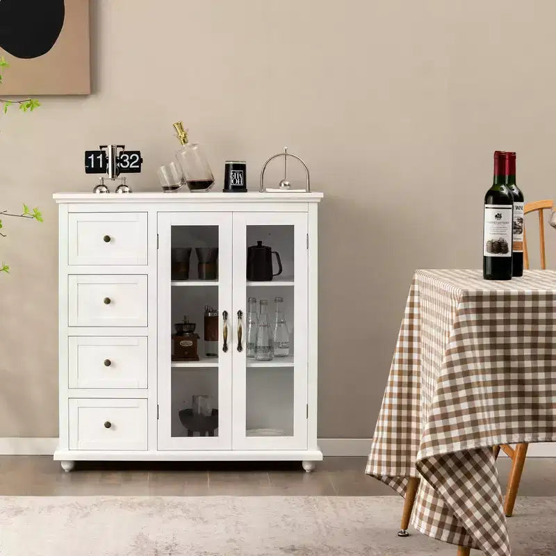 Buffet Costway – Meuble de Rangement de Cuisine avec Tiroirs et Portes Blanc/Bleu/Vert