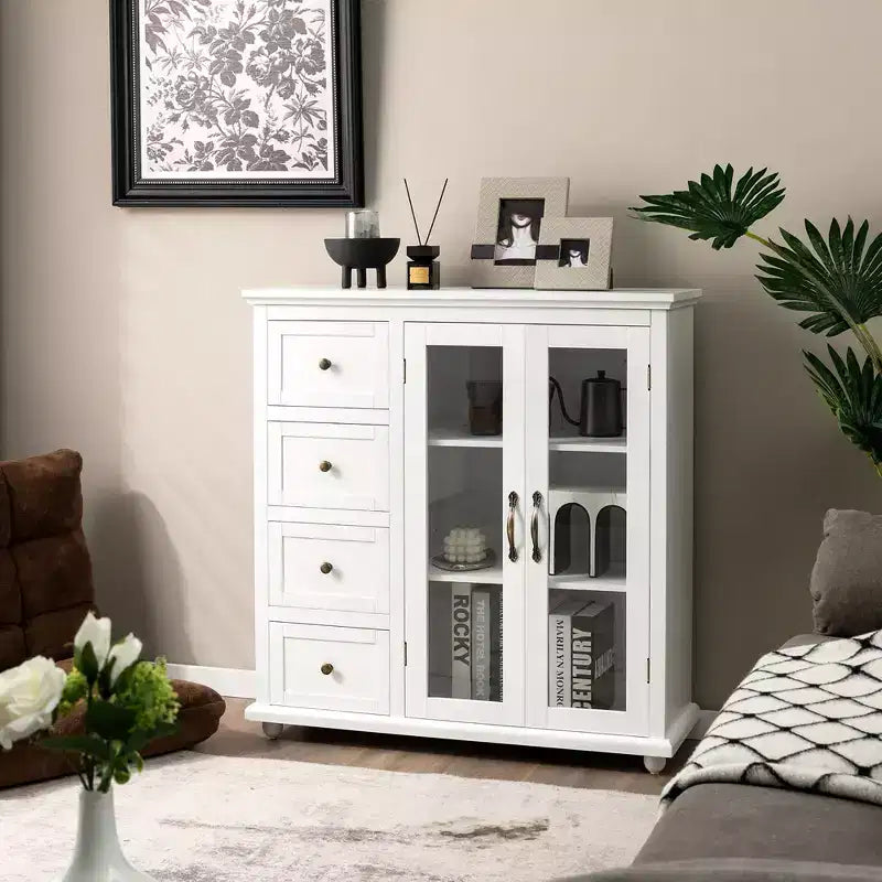 Buffet Costway – Meuble de Rangement de Cuisine avec Tiroirs et Portes Blanc/Bleu/Vert