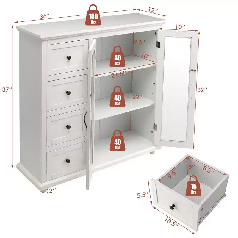 Buffet Costway – Meuble de Rangement de Cuisine avec Tiroirs et Portes Blanc/Bleu/Vert