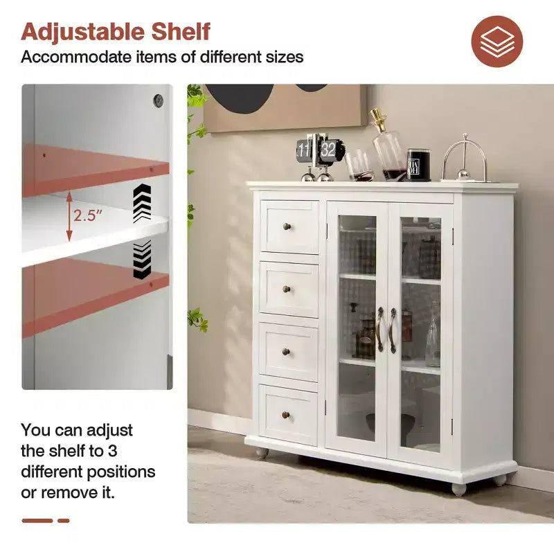 Buffet Costway – Meuble de Rangement de Cuisine avec Tiroirs et Portes Blanc/Bleu/Vert