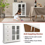 Buffet Costway – Meuble de Rangement de Cuisine avec Tiroirs et Portes Blanc/Bleu/Vert