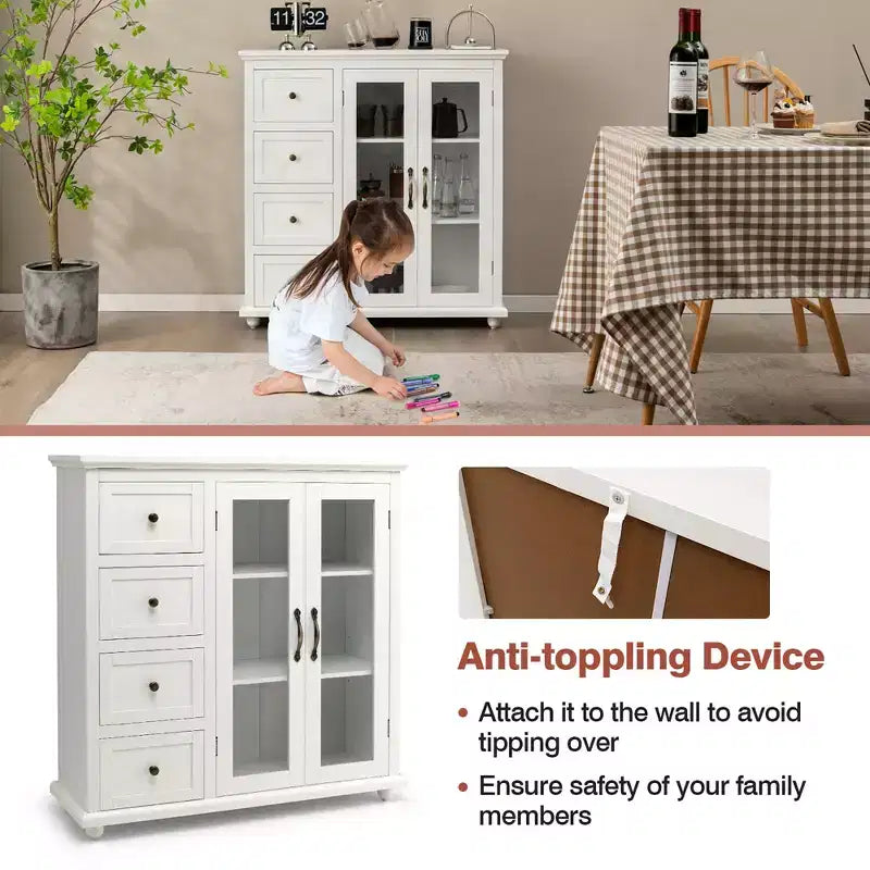 Buffet Costway – Meuble de Rangement de Cuisine avec Tiroirs et Portes Blanc/Bleu/Vert