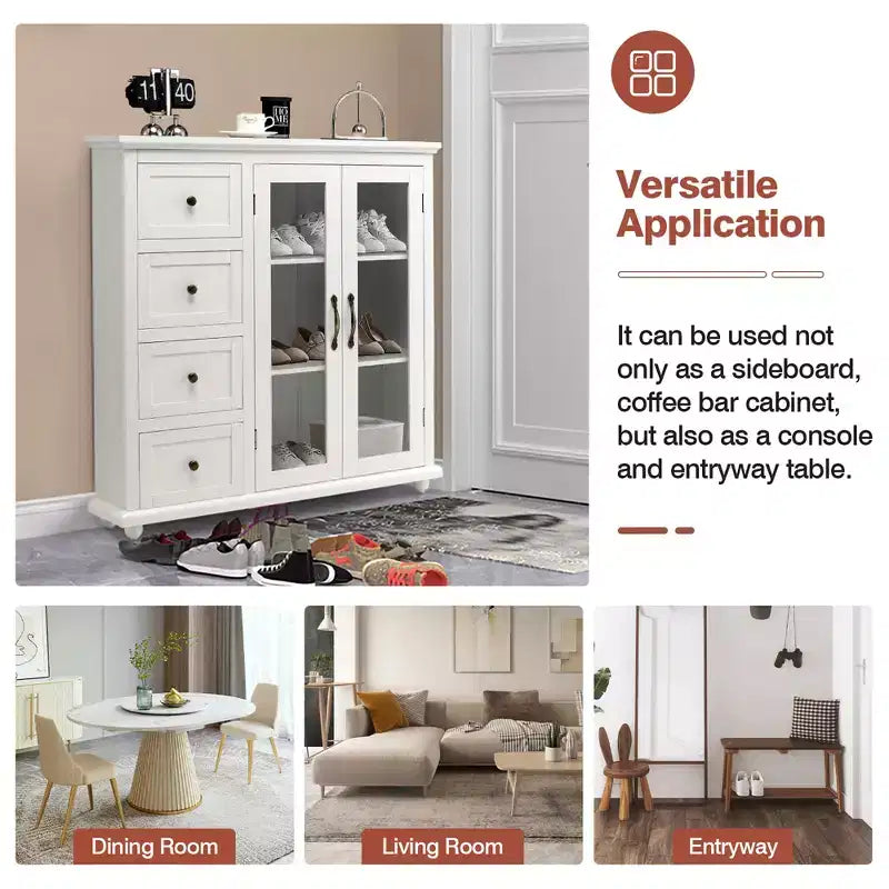Buffet Costway – Meuble de Rangement de Cuisine avec Tiroirs et Portes Blanc/Bleu/Vert