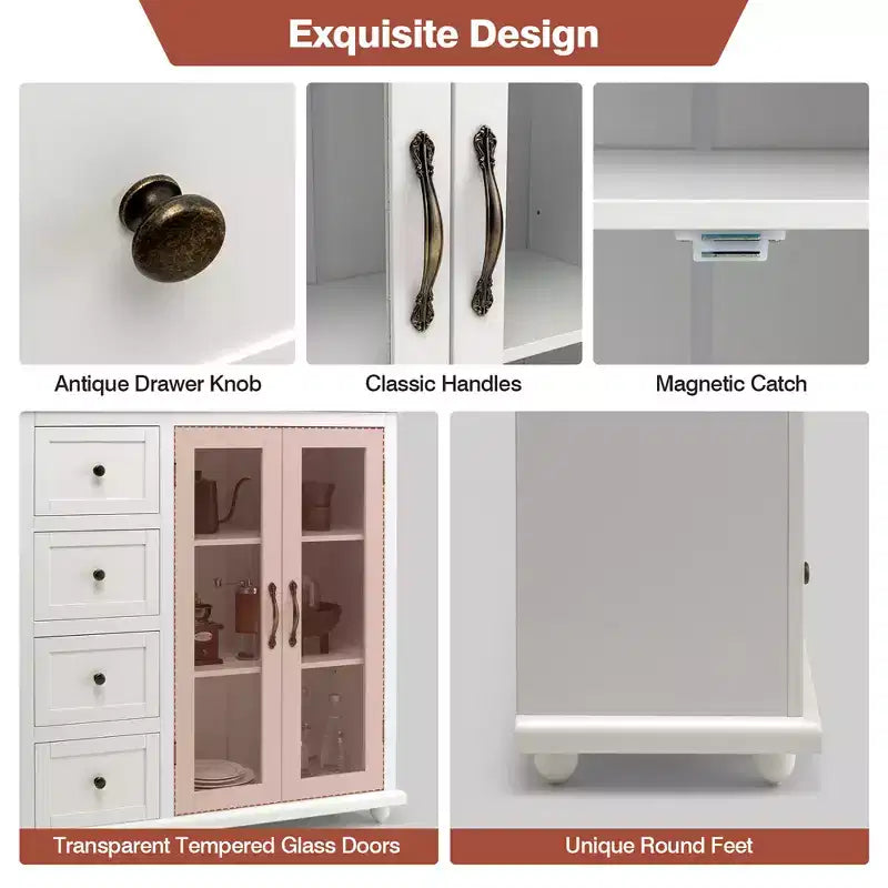 Buffet Costway – Meuble de Rangement de Cuisine avec Tiroirs et Portes Blanc/Bleu/Vert