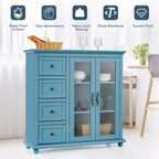 Buffet Costway – Meuble de Rangement de Cuisine avec Tiroirs et Portes Blanc/Bleu/Vert