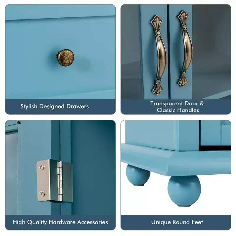 Buffet Costway – Meuble de Rangement de Cuisine avec Tiroirs et Portes Blanc/Bleu/Vert