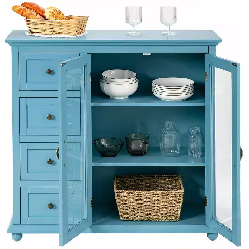 Buffet Costway – Meuble de Rangement de Cuisine avec Tiroirs et Portes Blanc/Bleu/Vert