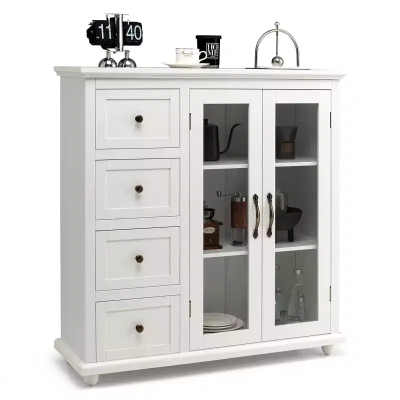Buffet Costway – Meuble de Rangement de Cuisine avec Tiroirs et Portes Blanc/Bleu/Vert