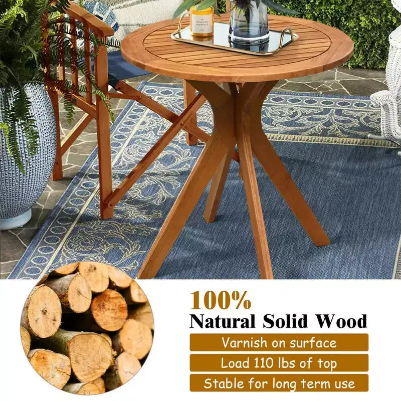 Costway Set 3 Pezzi di Sedie a Dondolo per Patio, Tavolo Rotondo, Divano in Legno Massello Imbottito per Giardino e Terrazza