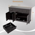 Costway Credenza con 3 Cassetti e 2 Ripiani Regolabili, Mobile Contenitore 136 cm