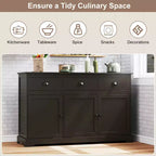 Costway Credenza con 3 Cassetti e 2 Ripiani Regolabili, Mobile Contenitore 136 cm