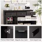 Costway Credenza con 3 Cassetti e 2 Ripiani Regolabili, Mobile Contenitore 136 cm