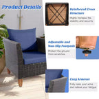 Costway Set di Mobili da Giardino 3 Pezzi con Divano in Rattan Intrecciato, Legno di Acacia, Colore Grigio/Rosso/Turchese/Blu Marino/Nero/Marrone Misto