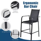 Costway Ensemble de 3 Tabourets de Bar d'Extérieur avec Plateau en Verre Trempé Hauteur de Table de Patio