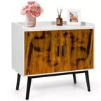 Costway Sideboard Buffet Storage Cabinet w/2 Door Metal Legs Accent Cabinet 32In
