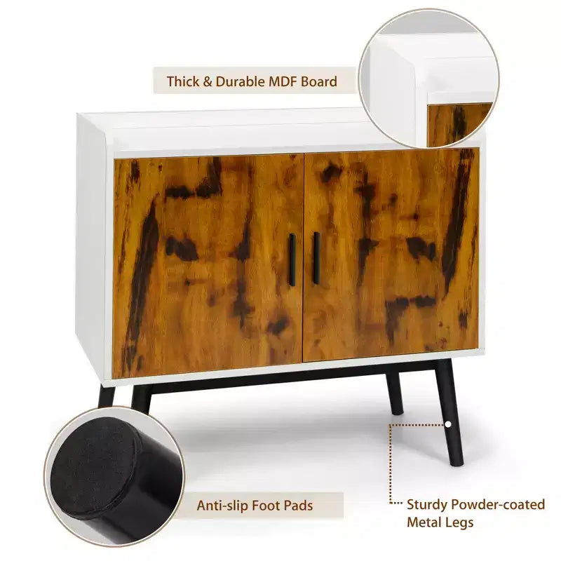 Buffet de rangement Costway avec 2 portes et pieds en métal, armoire d'appoint 32 pouces