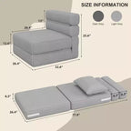 Fauteuil Convertible avec Oreiller, Futon Pliant avec Mousse à Mémoire de Forme et Housse en Lin Amovible pour Salon ou Chambre d'amis