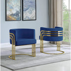 Fauteuil d'appoint barillet en velours bleu marine / noir / beige / gris foncé avec base dorée pour 1 personne