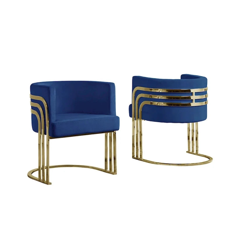 Fauteuil d'appoint barillet en velours bleu marine / noir / beige / gris foncé avec base dorée pour 1 personne
