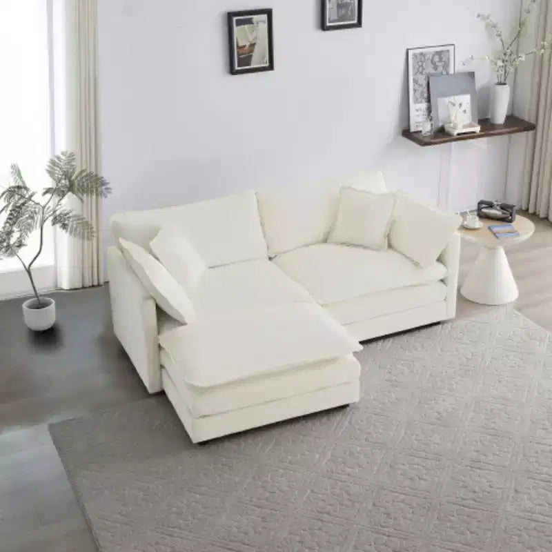 Causeuse en chenille avec pouf et repose-pieds : Idéal pour les petits espaces