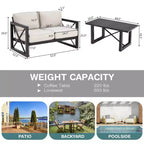 Costway Ensemble 2 Tables Basses pour Patio Causeuse Coussins Épais 6'' Jardin Beige