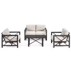 Costway Ensemble 2 Tables Basses pour Patio Causeuse Coussins Épais 6'' Jardin Beige