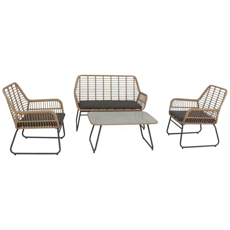 Northlight 4-Piece Kingstown Rattan Outdoor Patio Conversation Set with Cushions