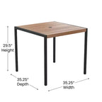 Set da tavolo da patio Emma e Oliver da 5 pezzi - Sedie impilabili in teak sintetico - Tavolo in teak sintetico - Ombrellone con base