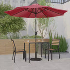 Set da tavolo da patio Emma e Oliver da 5 pezzi - Sedie impilabili in teak sintetico - Tavolo in teak sintetico - Ombrellone con base