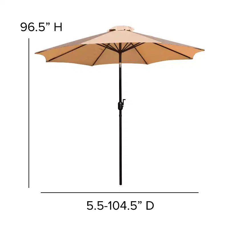 Set da tavolo da patio Emma e Oliver da 5 pezzi - Sedie impilabili in teak sintetico - Tavolo in teak sintetico - Ombrellone con base
