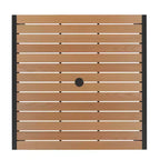 Set da tavolo da patio Emma e Oliver da 5 pezzi - Sedie impilabili in teak sintetico - Tavolo in teak sintetico - Ombrellone con base