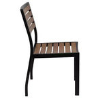 Set da tavolo da patio Emma e Oliver da 5 pezzi - Sedie impilabili in teak sintetico - Tavolo in teak sintetico - Ombrellone con base