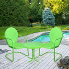 Set da esterno Northlight da 3 pezzi in metallo retrò con sedie a tulipano e tavolino, verde lime