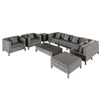 Outsunny Set da Esterno 9 Pezzi in Rattan PE con Divano Angolare, Tavolino e Pouf, Cuscini Imbottiti per Giardino, Terrazzo e Balcone