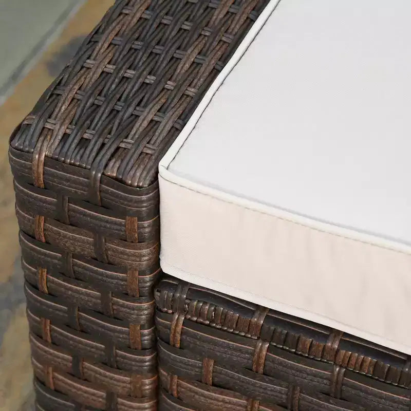 Outsunny Set Arredamento da Esterno 5 Pezzi, Set Salotto Conversazione con Sedie e Poggiapiedi in Rattan PE Resistente alle Intemperie con Tavolo, Cuscini e Guanciali Inclusi