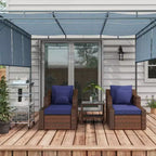 Outsunny Set Arredamento da Esterno 5 Pezzi, Set Salotto Conversazione con Sedie e Poggiapiedi in Rattan PE Resistente alle Intemperie con Tavolo, Cuscini e Guanciali Inclusi